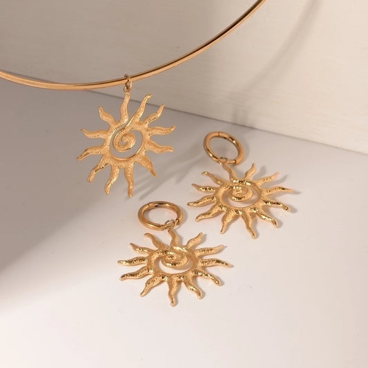 Jewelry IG Style Retro Sun 304 Stainless Steel Plating Earrings Necklace
