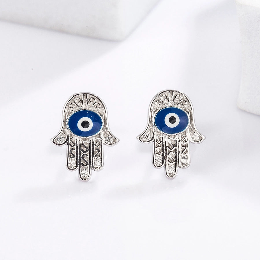 1 Piece Classical Funny Eye Octopus Plating Inlay Sterling Silver Zircon White Gold Plated Ear Studs