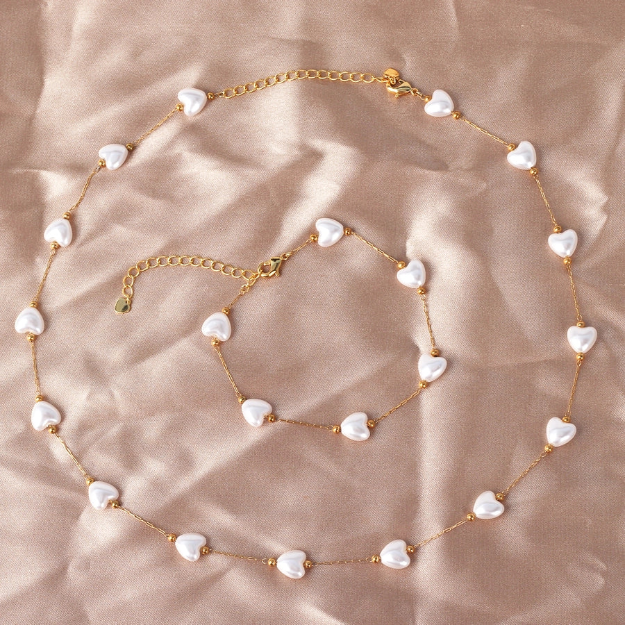 Copper 18K Gold Plated Beaded Geometric Bracelets Necklace