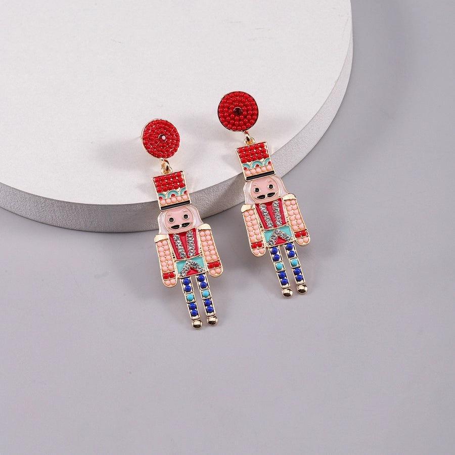 1 piece vintage style christmas tree enamel plating inlay alloy plastic glass glass pearl gold plated silver plated drop earrings