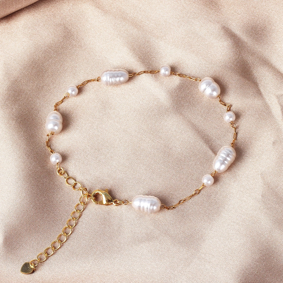 Copper 18K Gold Plated Beaded Geometric Bracelets Necklace