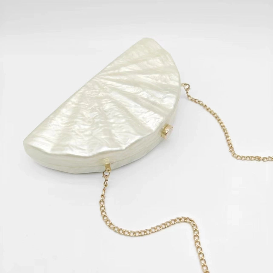 Coffee Green White Arylic Solid Color Semicircle Evening Bags