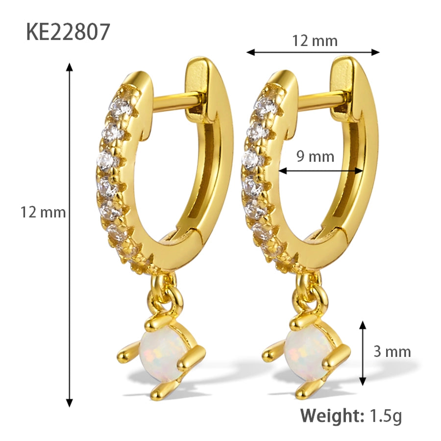 1 pair cute luxurious queen solid color plating inlay sterling silver zircon 18k gold plated drop earrings