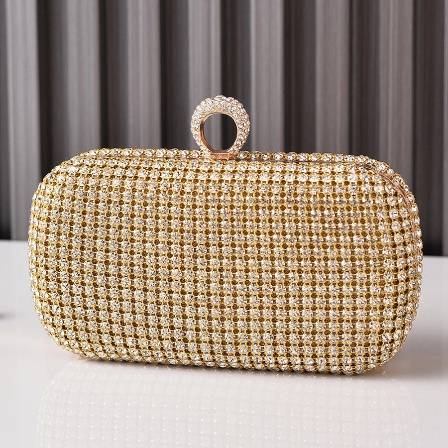 Silver Black Gold Polyester Solid Color Oval Evening Bags