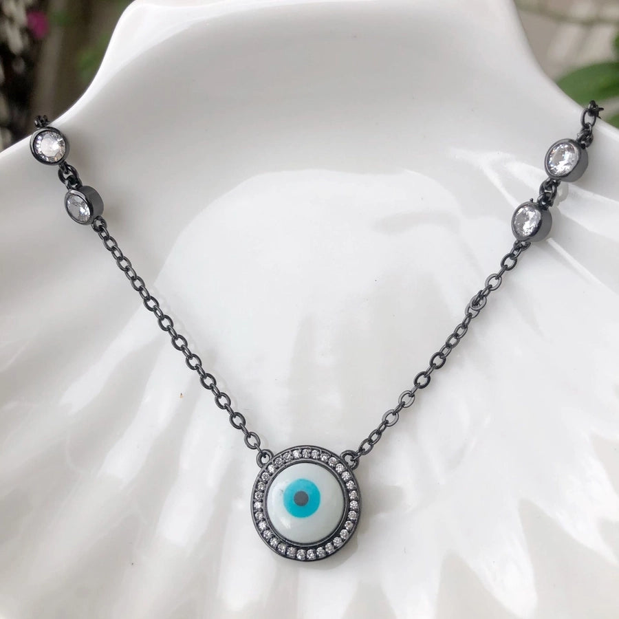Copper Plating Devil's Eye Pendant Necklace