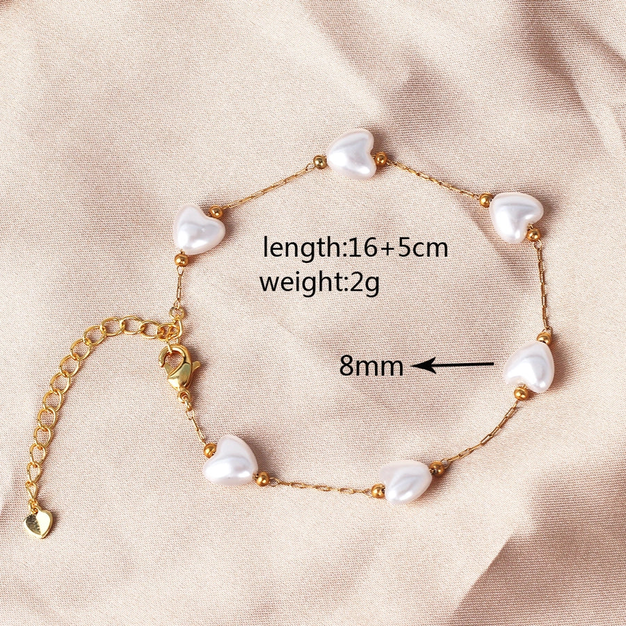 Copper 18K Gold Plated Beaded Geometric Bracelets Necklace