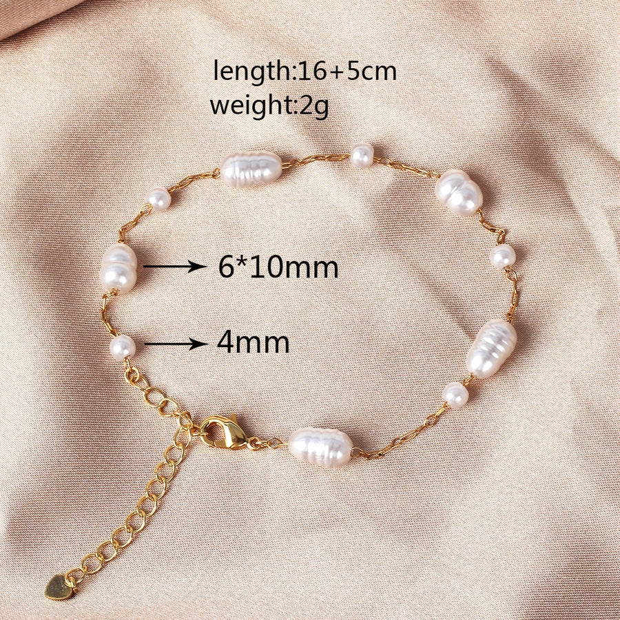 Copper 18K Gold Plated Beaded Geometric Bracelets Necklace