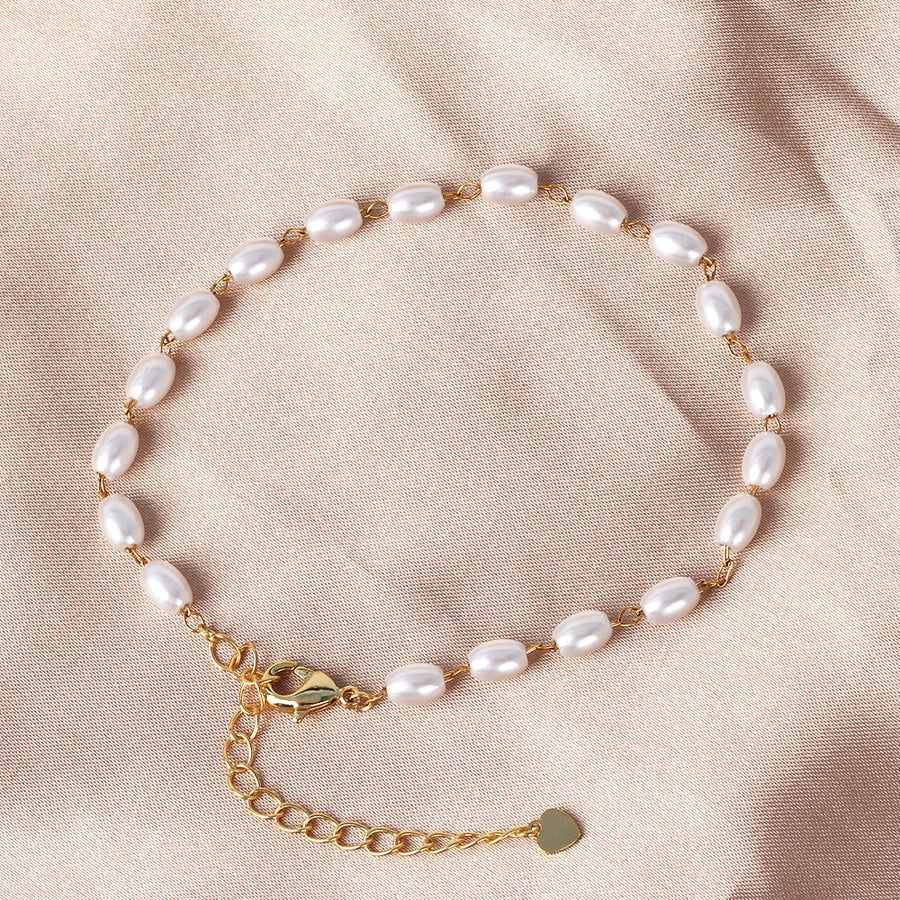 Copper 18K Gold Plated Beaded Geometric Bracelets Necklace