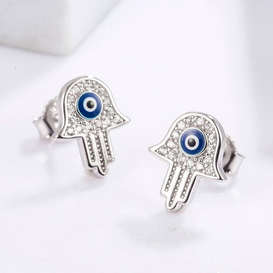 1 Piece Classical Funny Eye Octopus Plating Inlay Sterling Silver Zircon White Gold Plated Ear Studs