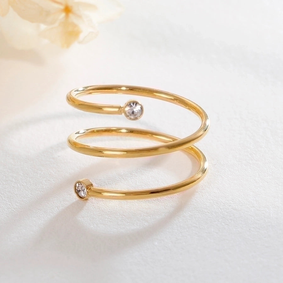 Jewelry Simple Style Geometric 304 Stainless Steel Zircon 18K Gold Plated Stainless Steel Rings