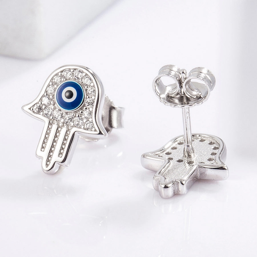 1 Piece Classical Funny Eye Octopus Plating Inlay Sterling Silver Zircon White Gold Plated Ear Studs