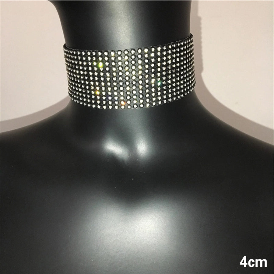 ins style streetwear geometric alloy inlay rhinestones women's choker