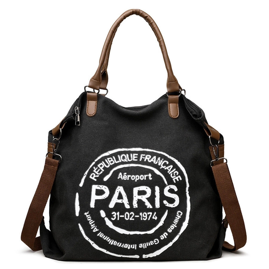 Women's Medium Canvas Letter Basic Classic Style Square Zipper Crossbody Bag