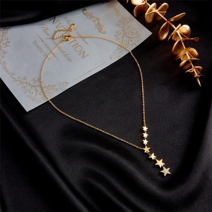 304 Stainless Steel 18K Gold Plated Fashion Star Necklace