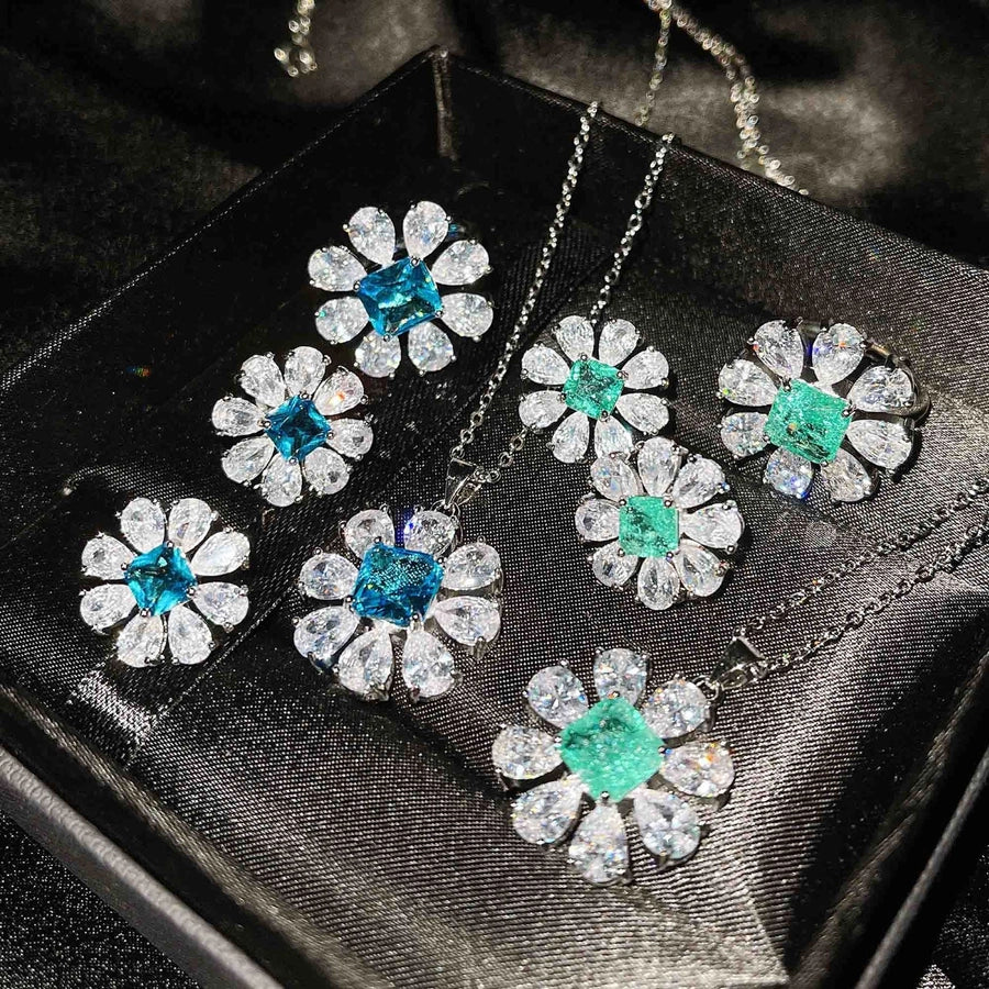 Copper Flower Gem Crystal Jewelry Sets