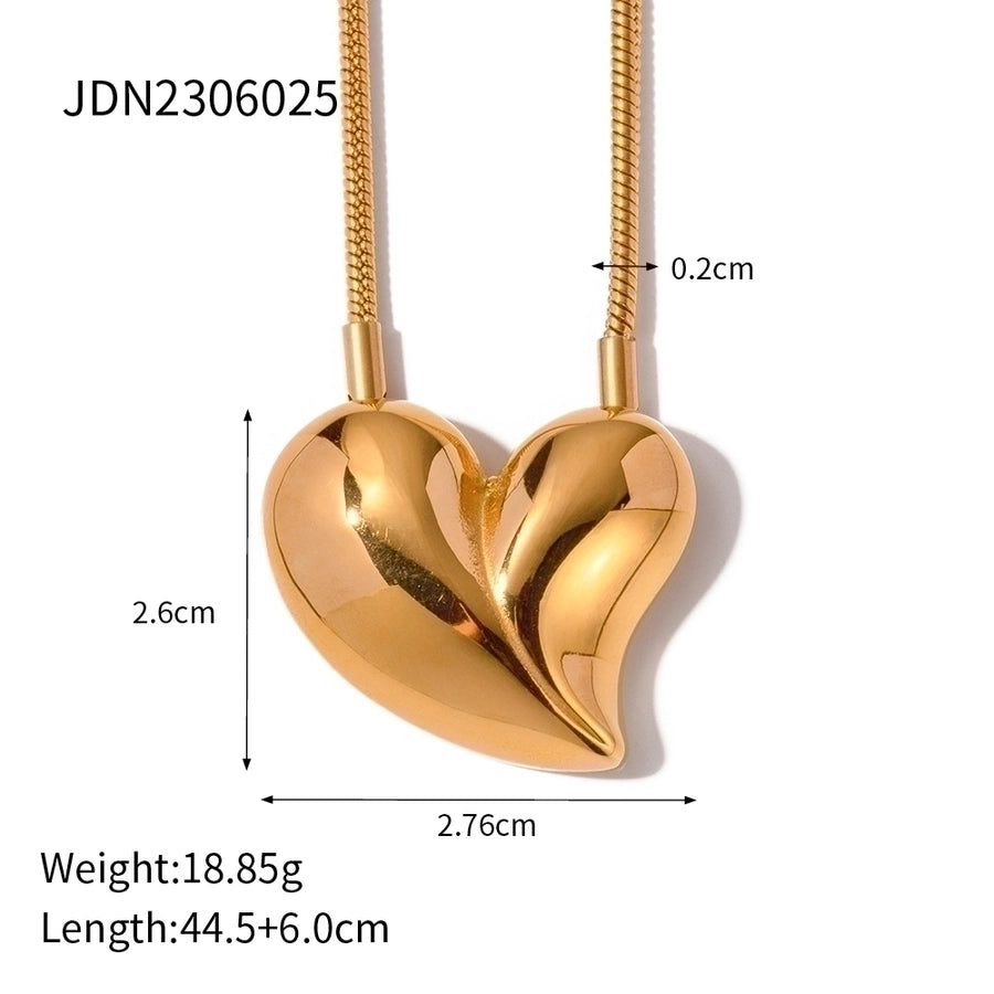 Jewelry IG Style Heart Shape Stainless Steel 18K Gold Plated Plating Necklace