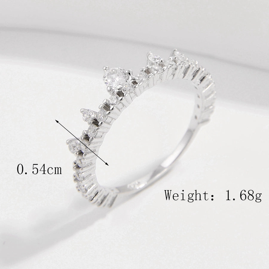 Sterling Silver White Gold Plated Simple Style Classic Style Plating Inlay Infinity Lightning Zircon Rings