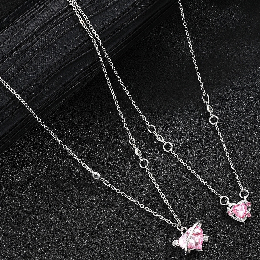 Elegant Heart Shape Alloy Rhinestone  Pendant Necklace