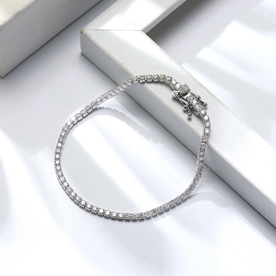 modern style solid color sterling silver inlay zircon tennis bracelet