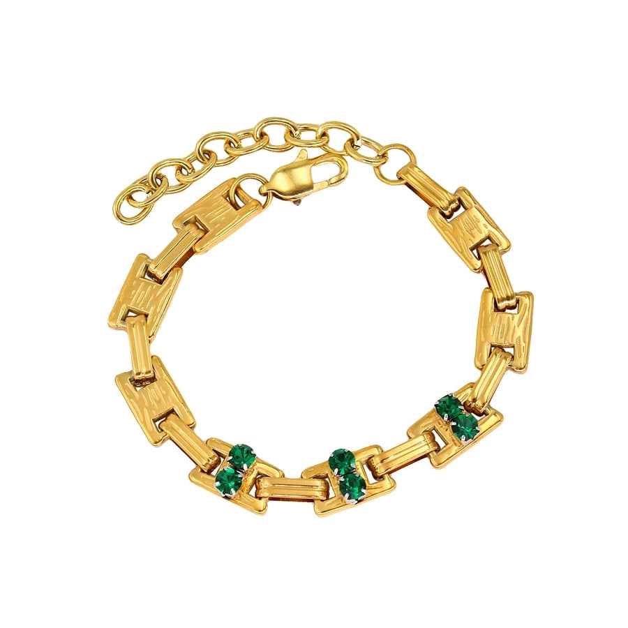 Jewelry Simple Style Classic Style Solid Color 304 Stainless Steel Rhinestones 18K Gold Plated Plating Inlay Jewelry Set
