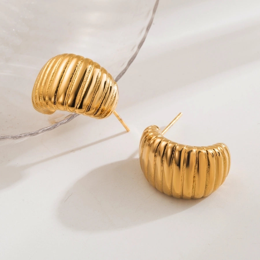 1 Pair Simple Style Commute C Shape 304 Stainless Steel 18K Gold Plated Ear Studs