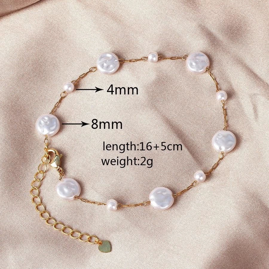 Copper 18K Gold Plated Beaded Geometric Bracelets Necklace