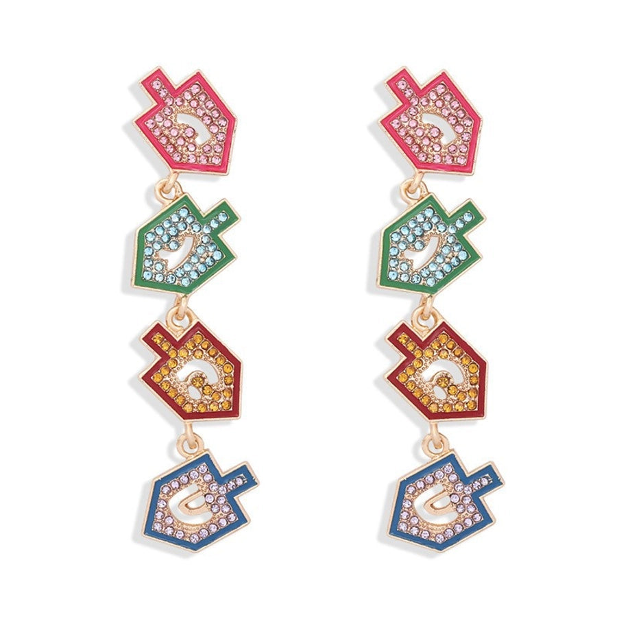 1 pair fashion christmas house christmas tree bow knot inlay alloy rhinestones ear studs