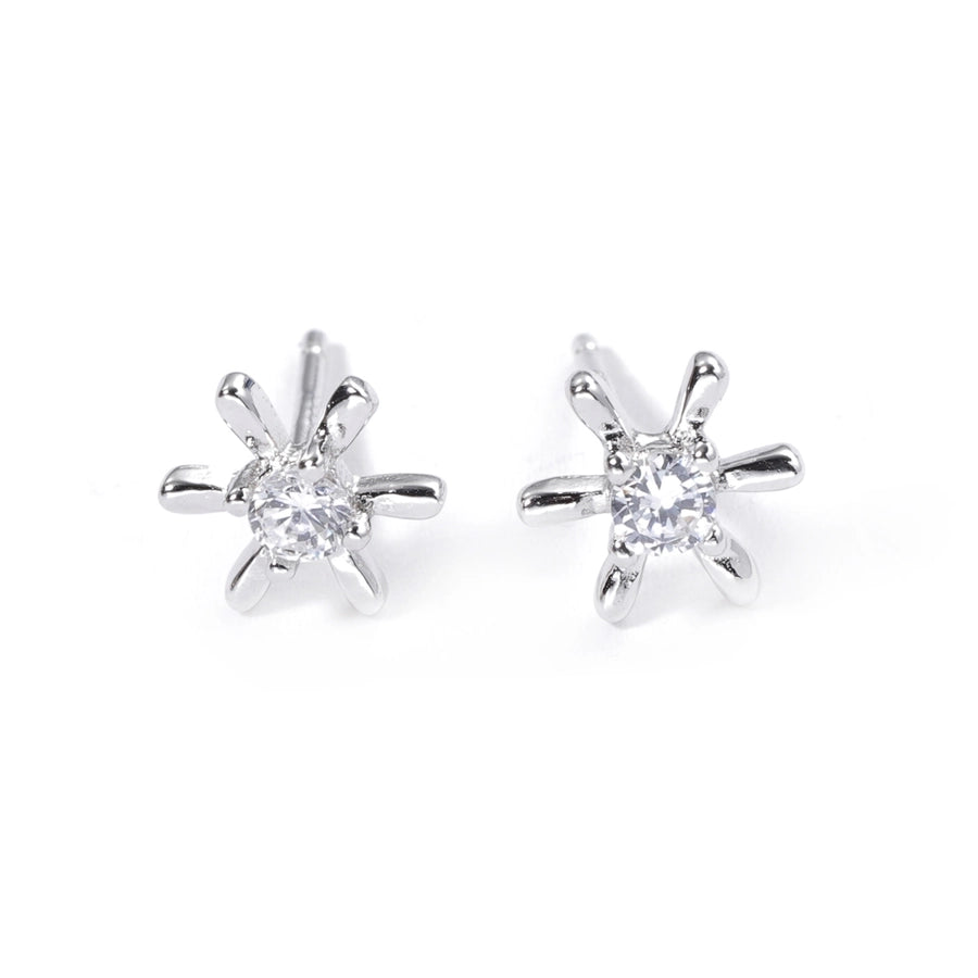 1 Piece Luxurious Romantic Sector Oval Plating Inlay Sterling Silver Zircon White Gold Plated Ear Studs