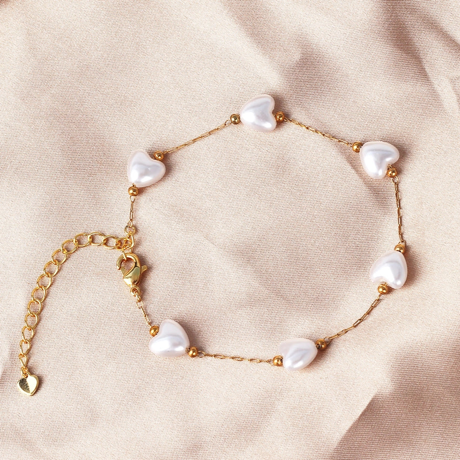 Copper 18K Gold Plated Beaded Geometric Bracelets Necklace
