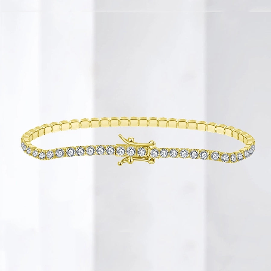 modern style solid color sterling silver inlay zircon tennis bracelet