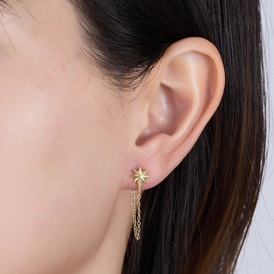 1 piece simple style classic style flower snake lightning plating inlay sterling silver zircon 18k gold plated white gold plated drop earrings