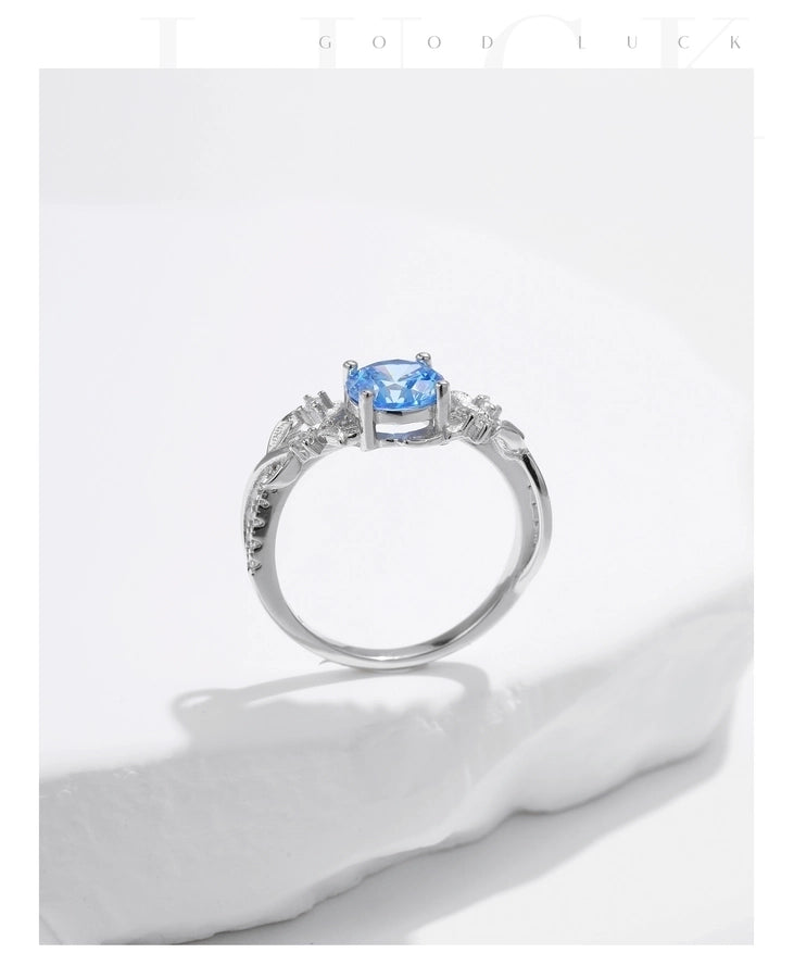 Sterling Silver Rhodium Plated Simple Style Shiny Inlay Round Zircon Rings