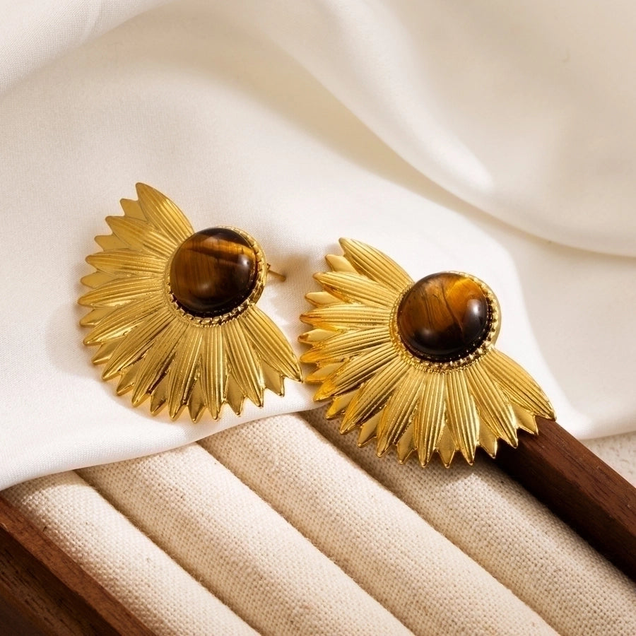 1 pair ig style flower enamel stainless steel ear studs