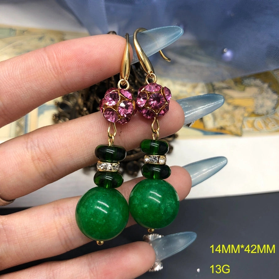 Gem Copper Geometric Earrings Necklace