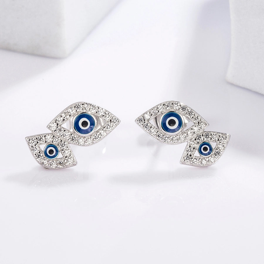 1 Piece Classical Funny Eye Octopus Plating Inlay Sterling Silver Zircon White Gold Plated Ear Studs