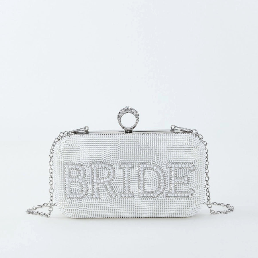 MRS English BRIDE letter rhinestone Pearl evening bag wedding wedding banquet clutch evening bag