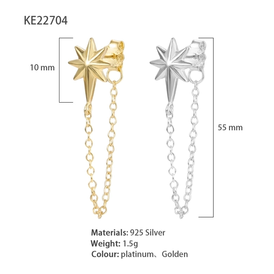 1 piece simple style classic style flower snake lightning plating inlay sterling silver zircon 18k gold plated white gold plated drop earrings