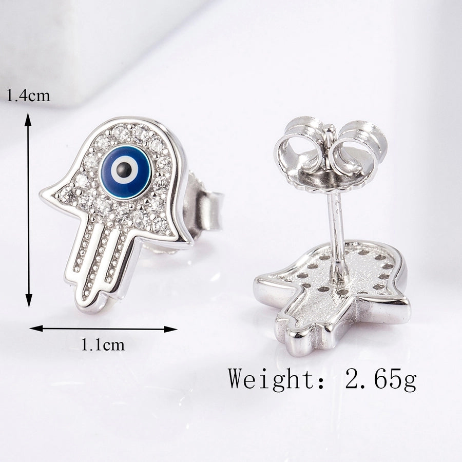 1 Piece Classical Funny Eye Octopus Plating Inlay Sterling Silver Zircon White Gold Plated Ear Studs