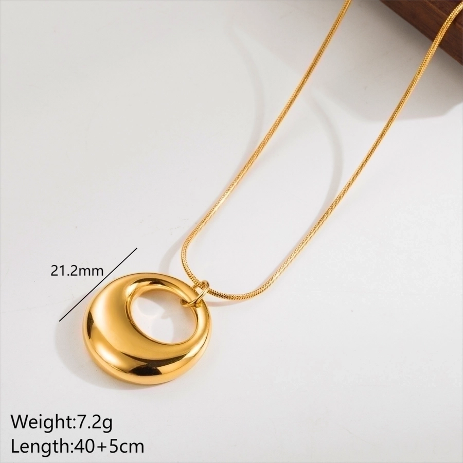 simple style geometric round heart shape stainless steel plating 14k gold plated pendant necklace