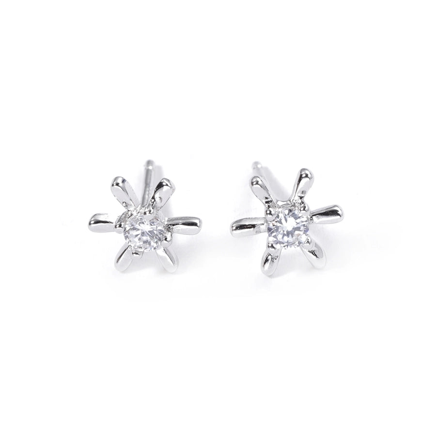1 Piece Luxurious Romantic Sector Oval Plating Inlay Sterling Silver Zircon White Gold Plated Ear Studs