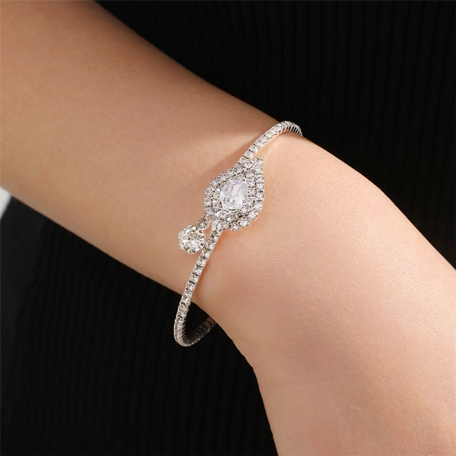 modern style simple style triangle water droplets bow knot artificial gemstones artificial pearl inlay rhinestones pearl women's bangle