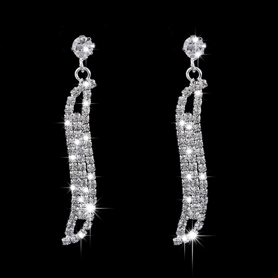 fashion geometric alloy inlay rhinestones women's earrings necklace