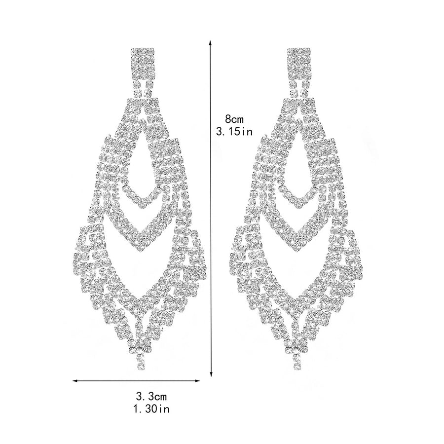 simple style solid color copper inlay rhinestones silver plated women's drop earrings