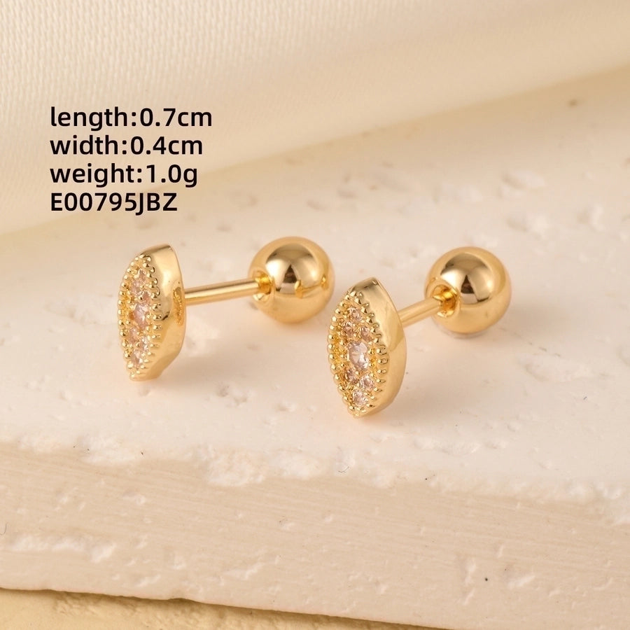 1 Pair Elegant Simple Style Geometric Heart Shape Butterfly Inlay 304 Stainless Steel Copper Zircon Gold Plated Ear Studs