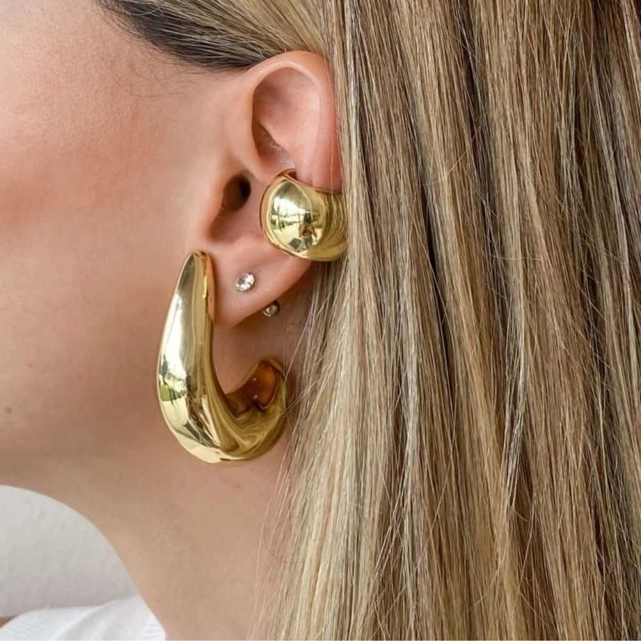 1 Pair Simple Style C Shape 304 Stainless Steel 18K Gold Plated Ear Studs