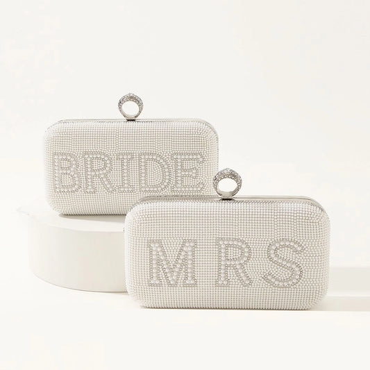 MRS English BRIDE letter rhinestone Pearl evening bag wedding wedding banquet clutch evening bag