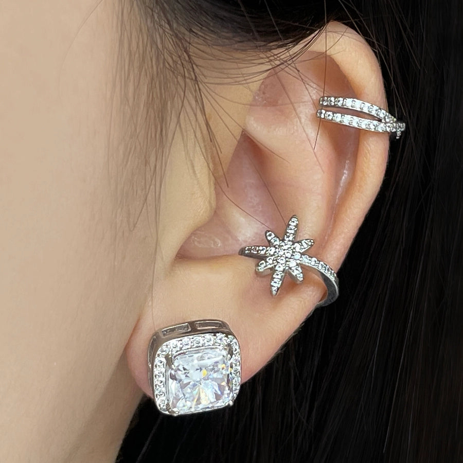 Foxi Cube Sugar Design 925 Sterling Silver Material Ice Flower Cut Zircon Women's Stud Earrings