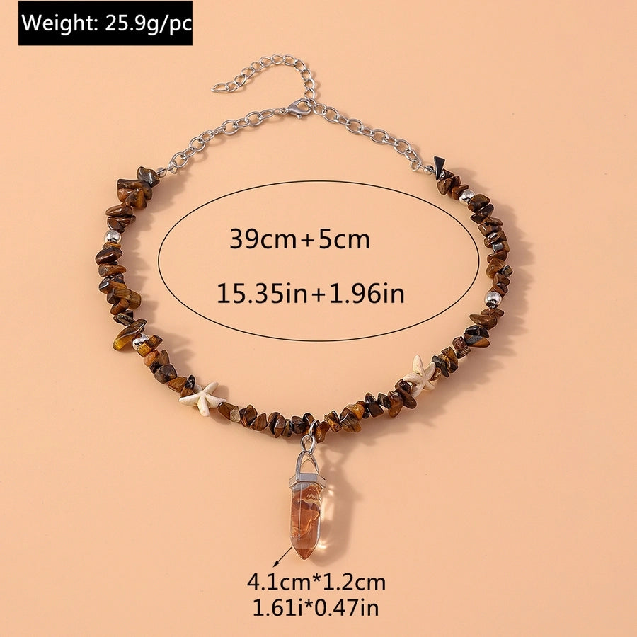 Retro Marine Style Simple Style Geometric Artificial Crystal Resin  Pendant Necklace