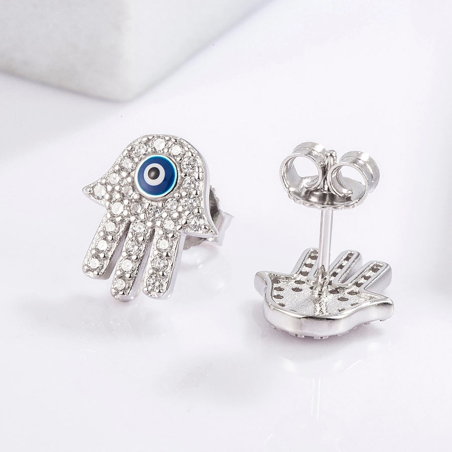 1 Piece Classical Funny Eye Octopus Plating Inlay Sterling Silver Zircon White Gold Plated Ear Studs
