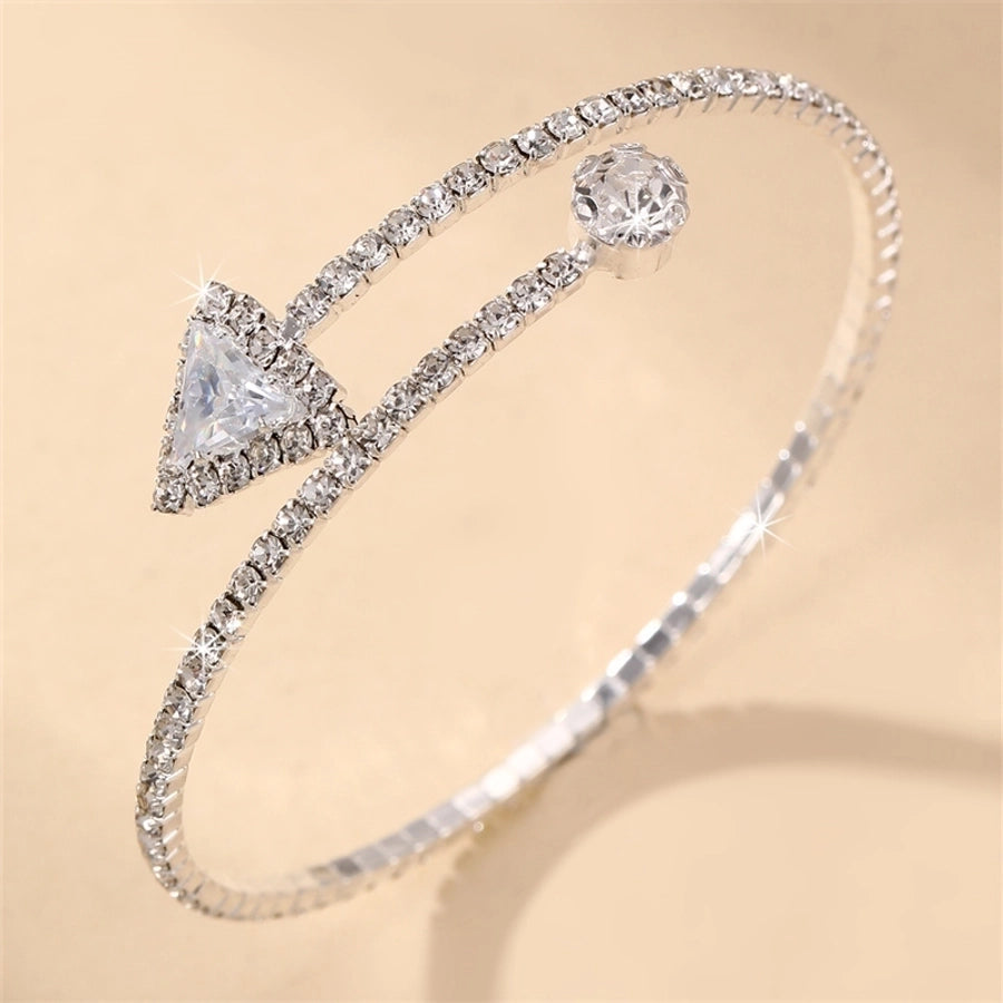 modern style simple style triangle water droplets bow knot artificial gemstones artificial pearl inlay rhinestones pearl women's bangle